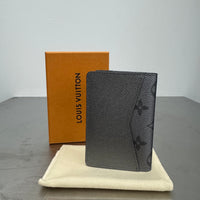 LOUIS VUITTON VIRGIL ABLOH TAIGA GUNMETAL GREY SILVER MONOGRAM LOGO POCKET ORGANIZER WALLET