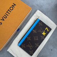 LOUIS VUITTON VIRGIL ABLOH TRUNK L’OEIL BLUE LEATHER & MONOGRAM COIN CARD HOLDER
