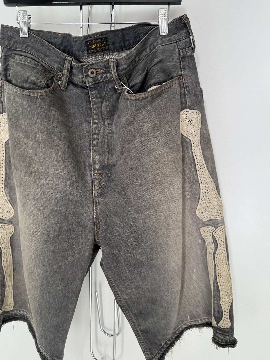KAPITAL 14OZ BONE DENIM SHORTS