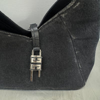 GIVENCHY WASHED DENIM CROCODILE HOBO BAG
