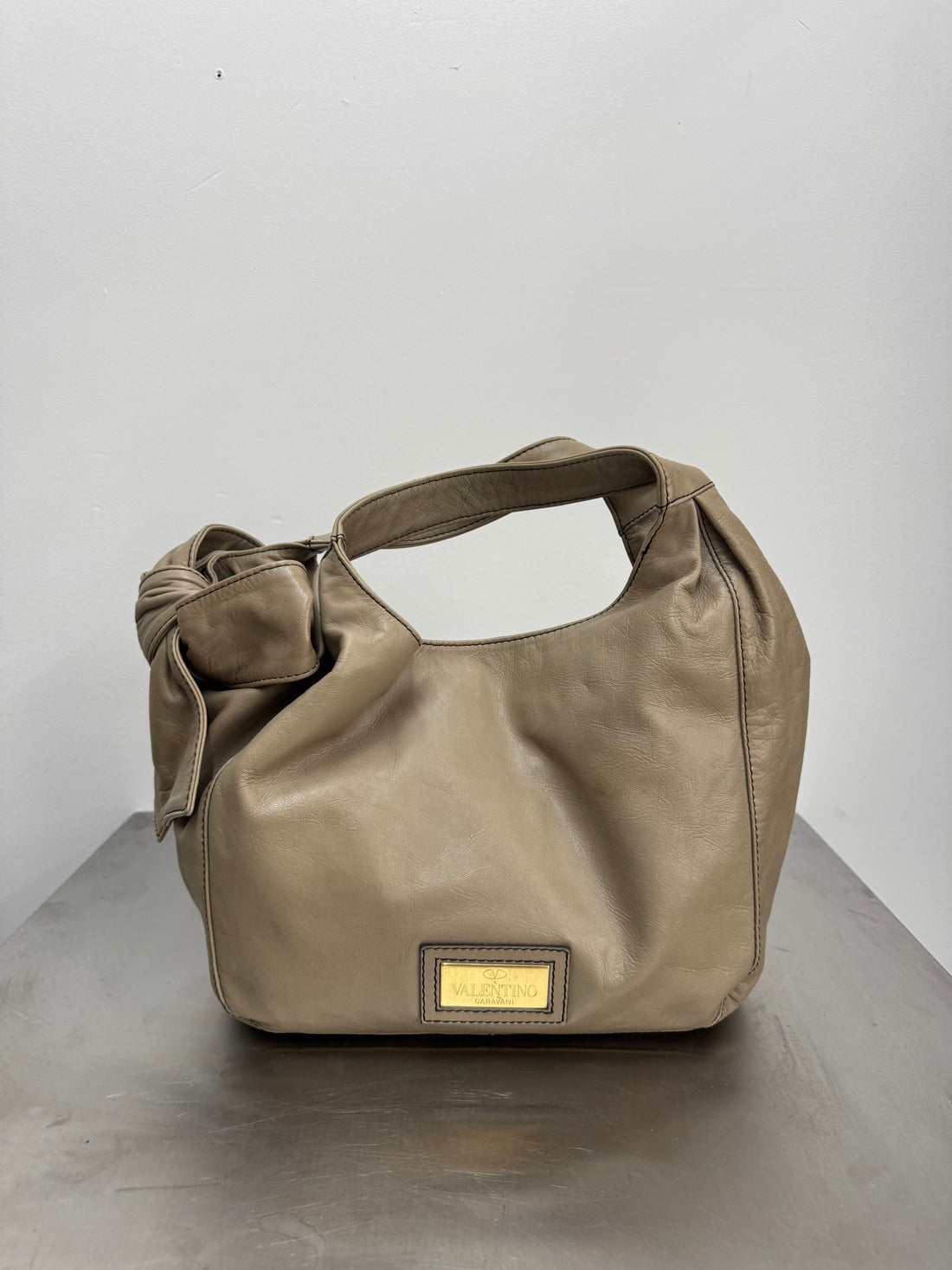 VALENTINO GARAVANI NAPA LEATHER NUAGE BOW HOBO BAG
