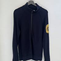 STONE ISLAND WOOL STAND COLLAR ZIP UP SWEATER