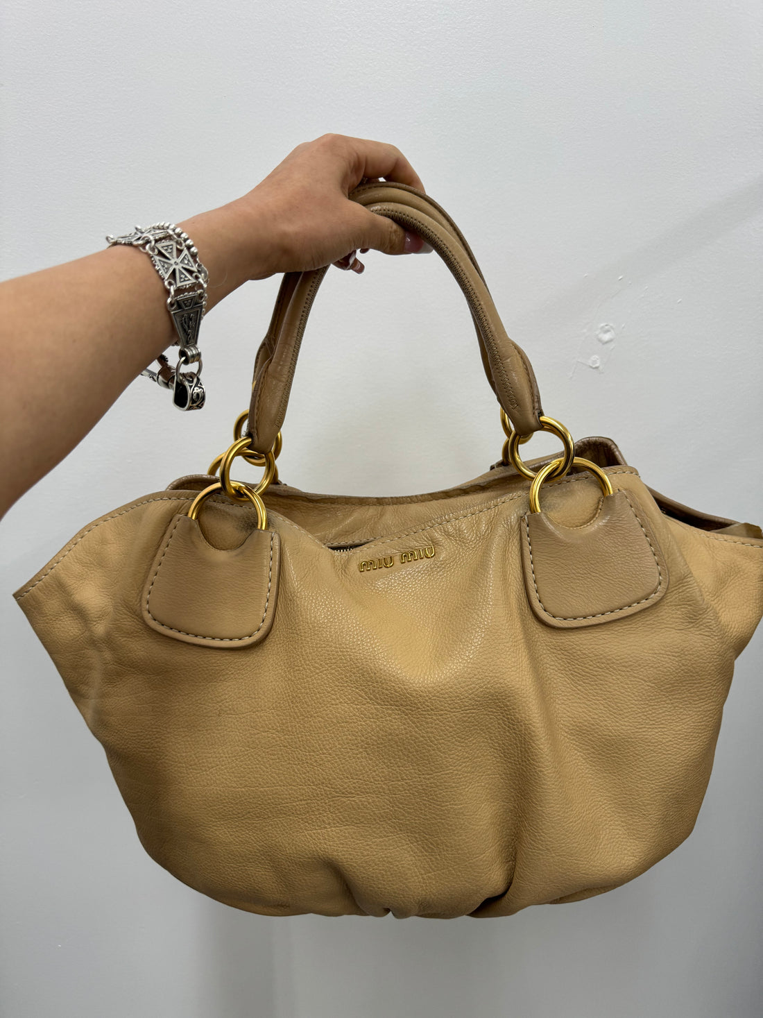 MIU MIU SOFT CALF LEATHER SATCHEL BAG