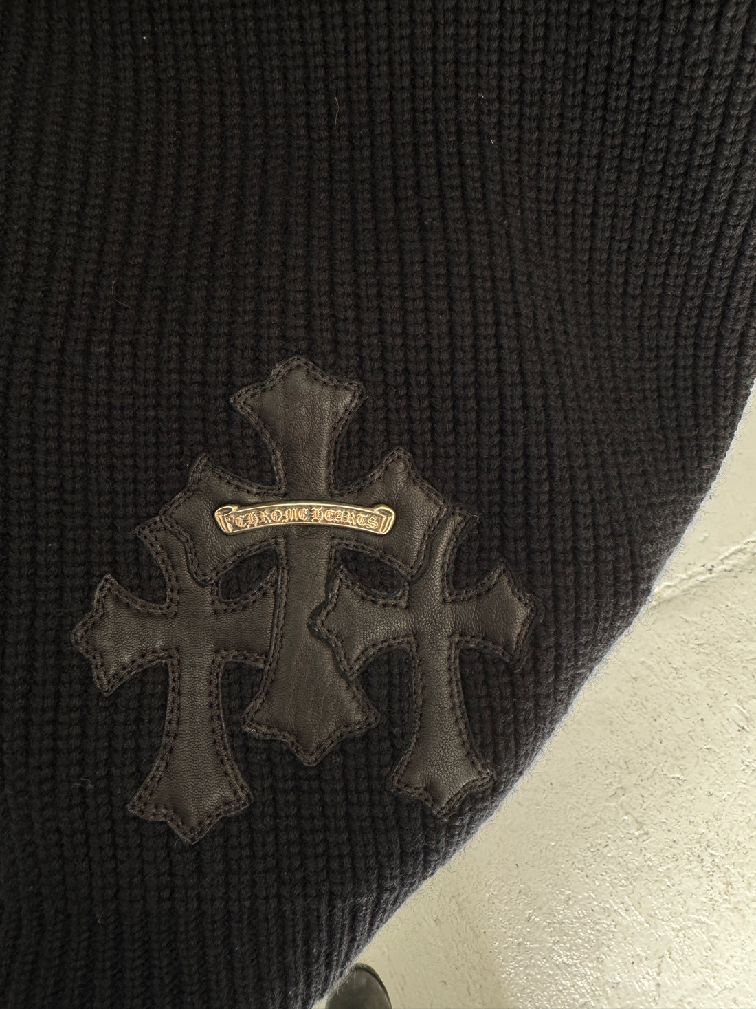 CHROME HEARTS LEATHER CEMETERY PATCH QUARTER ZIP