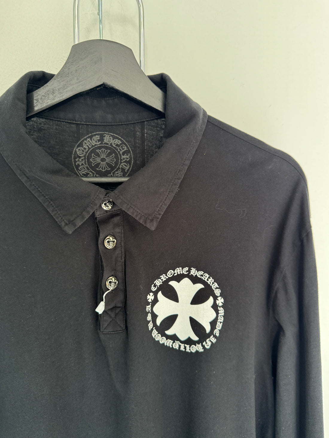 CHROME HEARTS LONG SLEEVE FLEUR POLO SHIRT