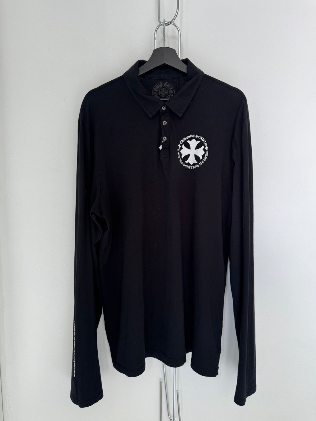 CHROME HEARTS LONG SLEEVE FLEUR POLO SHIRT