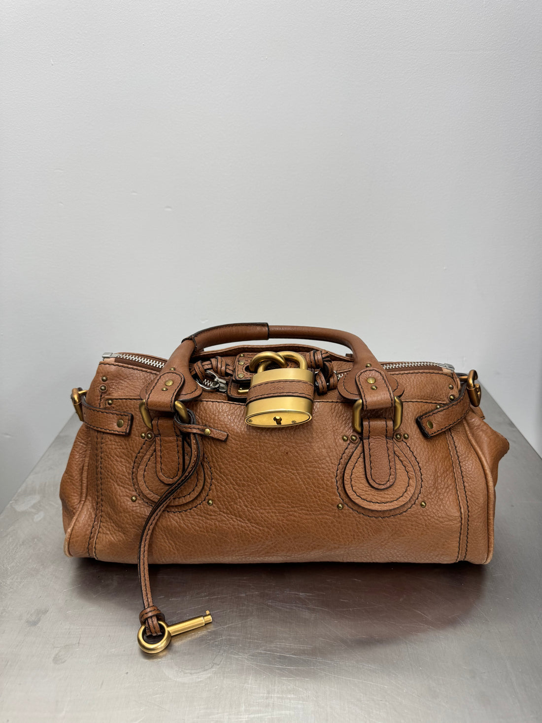 CHLOE VINTAGE TAN LEATHER PADDINGTON BAG