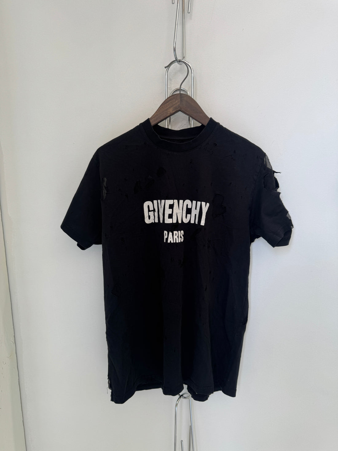 GIVENCHY PARIS DOUBLE LAYER DISTRESSED SHIRT
