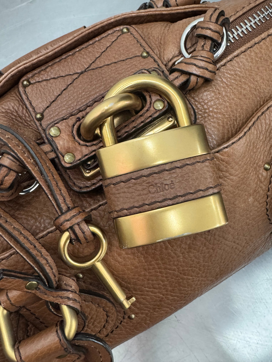 CHLOE VINTAGE TAN LEATHER PADDINGTON BAG