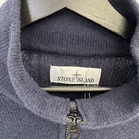 STONE ISLAND WOOL STAND COLLAR ZIP UP SWEATER