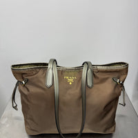 PRADA OLIVE NYLON TOTE BAG