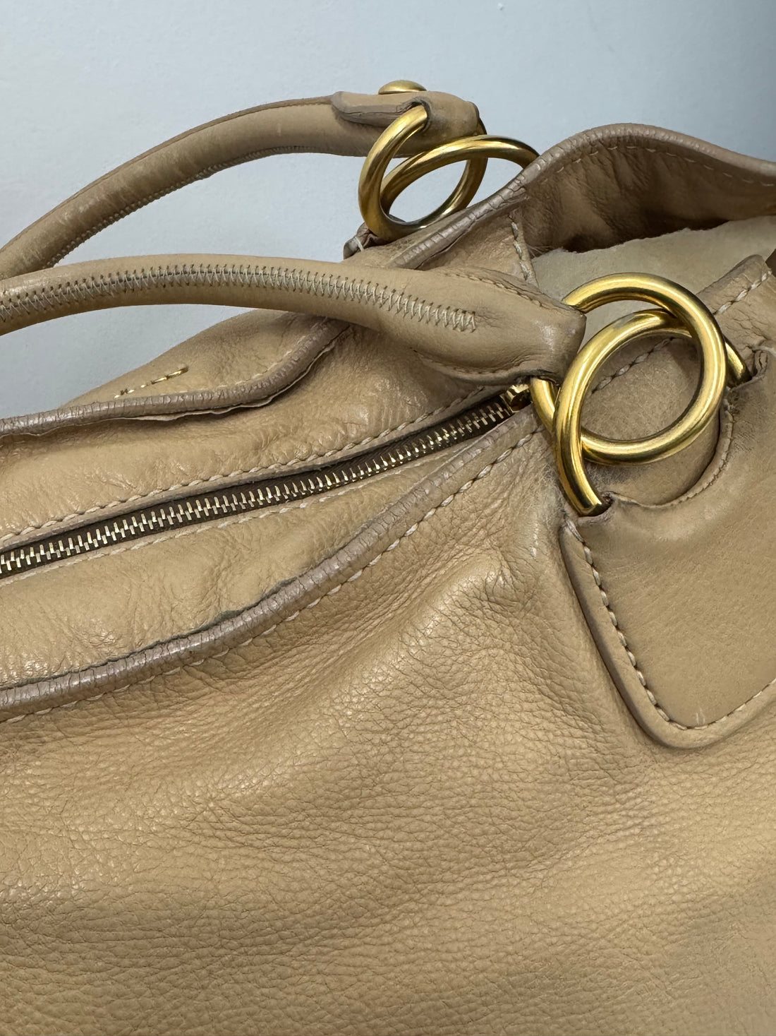 MIU MIU SOFT CALF LEATHER SATCHEL BAG